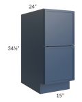 Portland Navy Blue 15" 2-Drawer Base Cabinet
