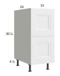 Harbor White 15" 2-Drawer Base Cabinet