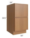 Portland Walnut 18" 2-Drawer Base Cabinet