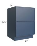 Portland Navy Blue 24" 2-Drawer Base Cabinet