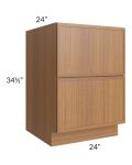 Portland Walnut 24" 2-Drawer Base Cabinet