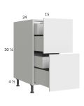 Euro Gloss White 15" 2-Drawer Base Cabinet with 2 Inner Drawers