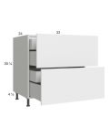 Euro Gloss White 33" 2-Drawer Base Cabinet with 2 Inner Drawers