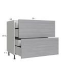 Euro Grey 36" 2-Drawer Base Cabinet with 2 Inner Drawers