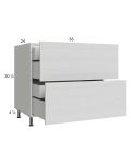 Euro White Grain 36" 2-Drawer Base Cabinet with 2 Inner Drawers