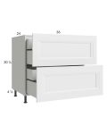 Harbor White 36" 2-Drawer Base Cabinet with 2 Inner Drawers