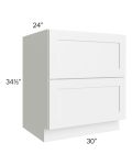 Aspen White Shaker 30" 2-Drawer Base Cabinet