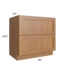 Artisan Walnut Shaker 36" 2-Drawer Base Cabinet