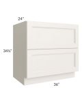 Providence Cream Glaze 36" 2-Drawer Base Cabinet