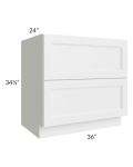 Providence White 36" 2-Drawer Base Cabinet
