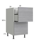 Euro Grey 18" 2-Drawer Base Cabinet with 1 Inner Drawer