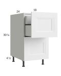 Harbor White 18" 2-Drawer Base Cabinet with 1 Inner Drawer