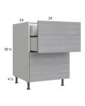 Euro Grey 24" 2-Drawer Base Cabinet with 1 Inner Drawer
