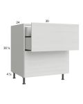 Euro White Grain 30" 2-Drawer Base Cabinet with 1 Inner Drawer