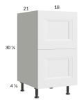 Harbor White 18" 2-Drawer Vanity Base Cabinet