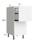 Euro Gloss White 15" 2-Drawer Vanity Base Cabinet with 1 Inner Drawer