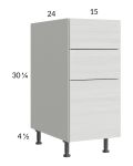 Euro White Grain 15" 3-Drawer Base Cabinet