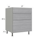Euro Grey 27" 3-Drawer Base Cabinet