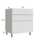 Euro White Grain 30" 3-Drawer Base Cabinet