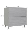 Euro Grey 33" 3-Drawer Base Cabinet