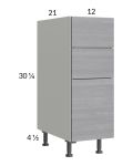 Euro Grey 12" 3-Drawer Vanity Base Cabinet