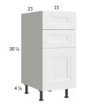 Harbor White 15" 3-Drawer Vanity Base Cabinet