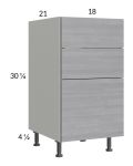 Euro Grey 18" 3-Drawer Vanity Base Cabinet
