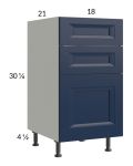 Harbor Navy 18" 3-Drawer Vanity Base Cabinet