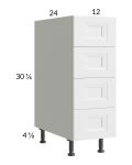 Harbor White 12" 4-Drawer Base Cabinet
