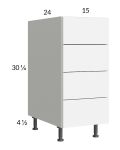 Euro Gloss White 15" 4-Drawer Base Cabinet
