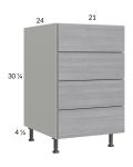 Euro Grey 21" 4-Drawer Base Cabinet