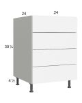 Euro Gloss White 24" 4-Drawer Base Cabinet