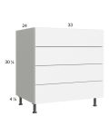Euro Gloss White 33" 4-Drawer Base Cabinet