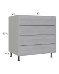 Euro Grey 33" 4-Drawer Base Cabinet