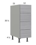 Euro Grey 12" 4-Drawer Vanity Base Cabinet