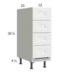 Harbor White 12" 4-Drawer Vanity Base Cabinet