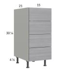 Euro Grey 15" 4-Drawer Vanity Base Cabinet