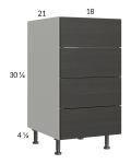 Euro Cafe 18" 4-Drawer Vanity Base Cabinet