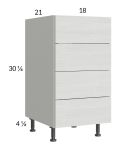 Euro White Grain 18" 4-Drawer Vanity Base Cabinet