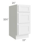 Stratus White ADA 15" Vanity Drawer Base Cabinet