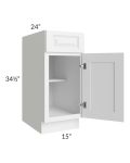 Pearl White 15" Base Cabinet 