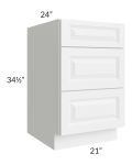 Pearl White 21" 3-Drawer Base Cabinet