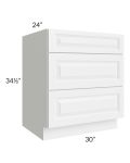 Pearl White 30" 3-Drawer Base Cabinet