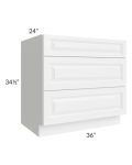 Pearl White 36" 3-Drawer Base Cabinet