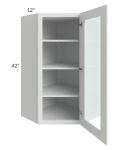Pearl White 24x42 Glass Diagonal Corner Wall Cabinet