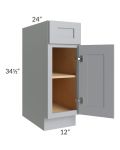 Asheville Grey Shaker 12" Full Height Door Base Cabinet