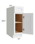 Asheville White Shaker 12" Base Cabinet