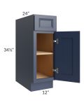 Bayville Blue 12" Full Height Door Base Cabinet