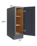 Midtown Indigo Shaker 12" Full Height Door Base Cabinet