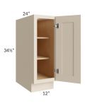 Midtown Cream Shaker 12" Full Height Door Base Cabinet